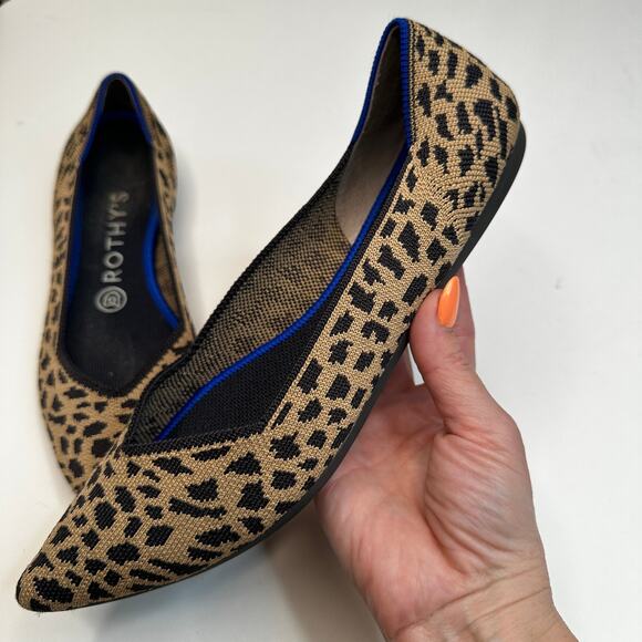 Rothy's Leopard Print Pointed Toe Slip On Flats - Picture 2 of 5